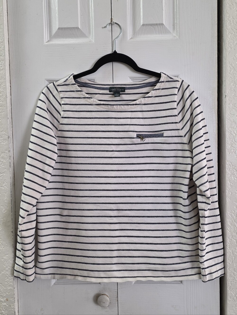 Lauren Ralph Lauren Black And White Striped Long-Sleeve Boatneck Top